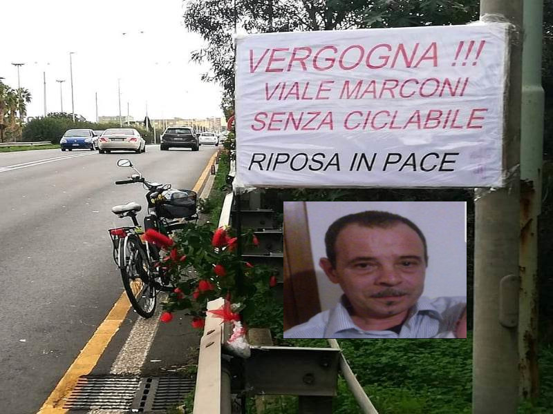 Giuseppe Incani ucciso in viale Marconi, i ciclisti: “Vergognoso che non ci sia la pista ciclabile”