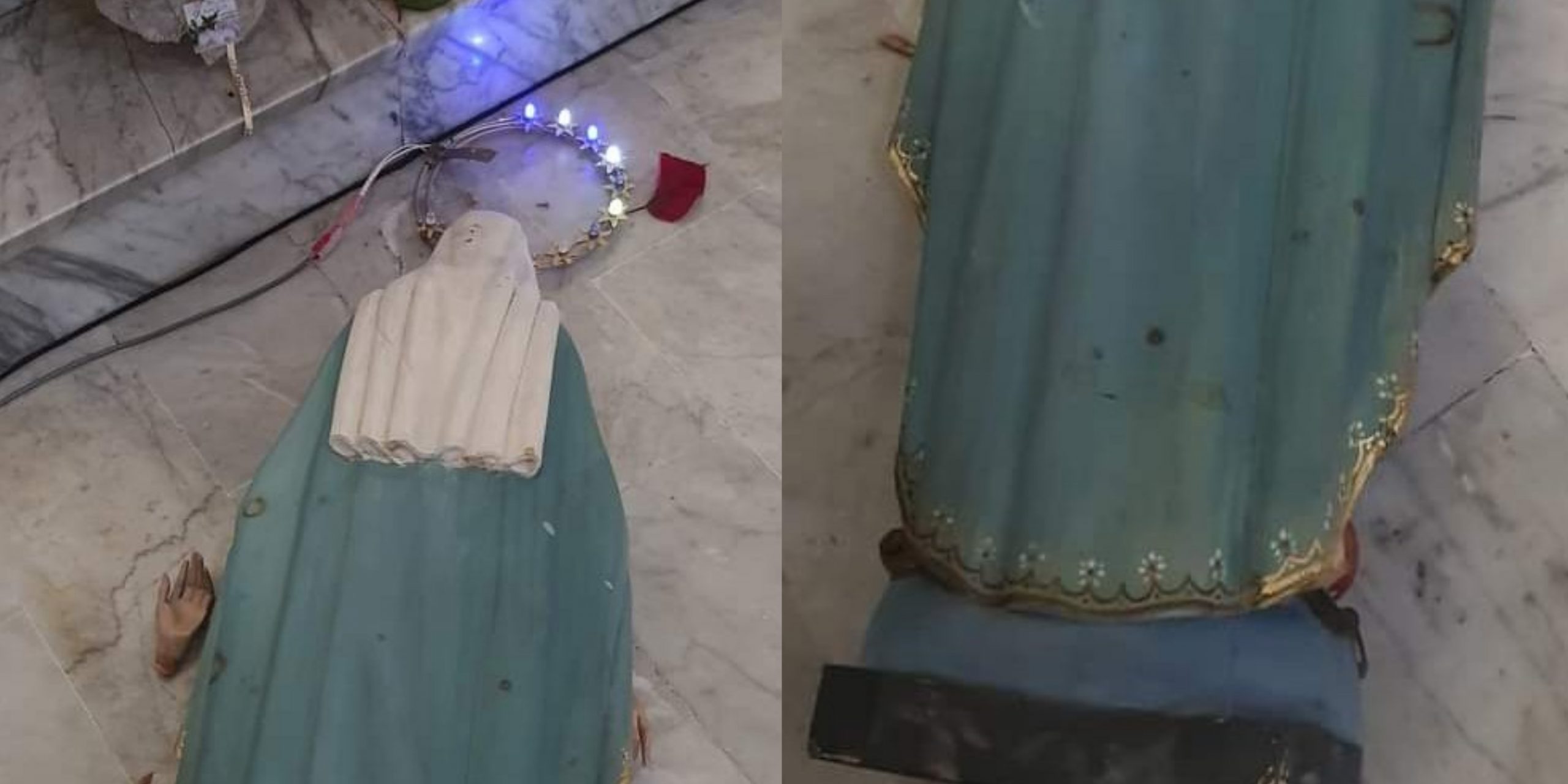 Atto vandalico in chiesa a Sorso: la statua della Madonna gettata sul pavimento e danneggiata