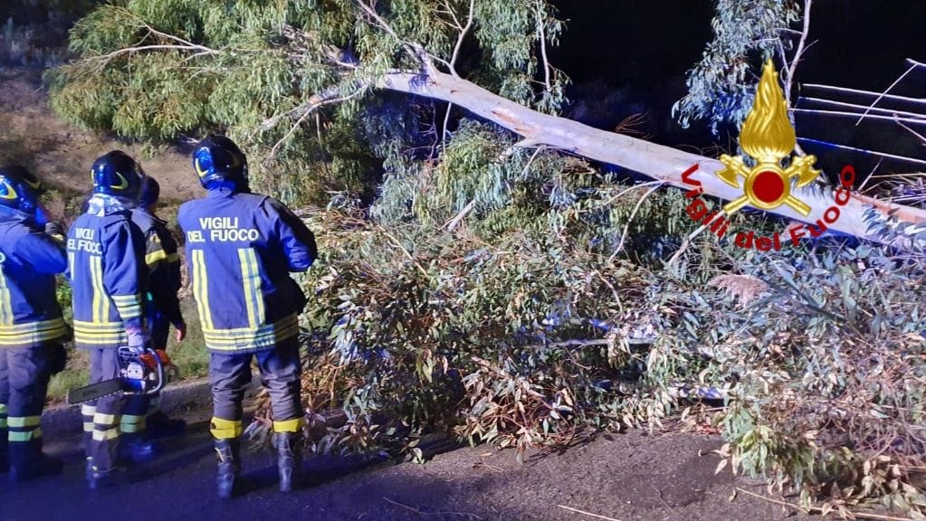 Alberi caduti e tettoie pericolanti a causa del maltempo, interventi a Serdiana e Villasimius