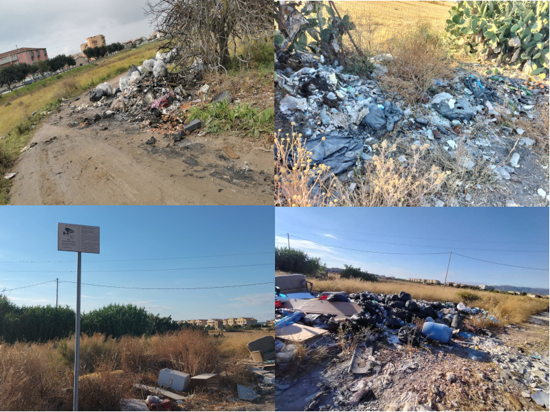 Quartu, incivili scatenati al Pirastu: “Rifiuti lasciati e dati alle fiamme sotto il cartello di una telecamera”