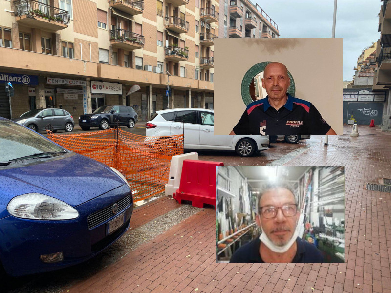 Cagliari, transenne e caos eterni in viale Sant’Avendrace: “Siamo al collasso con pochi parcheggi e clienti”