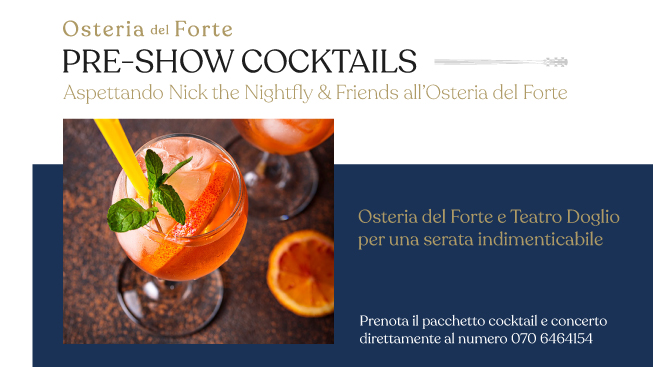 PRE-SHOW COCKTAILS 24 marzo dalle ore 18 alle 19.30