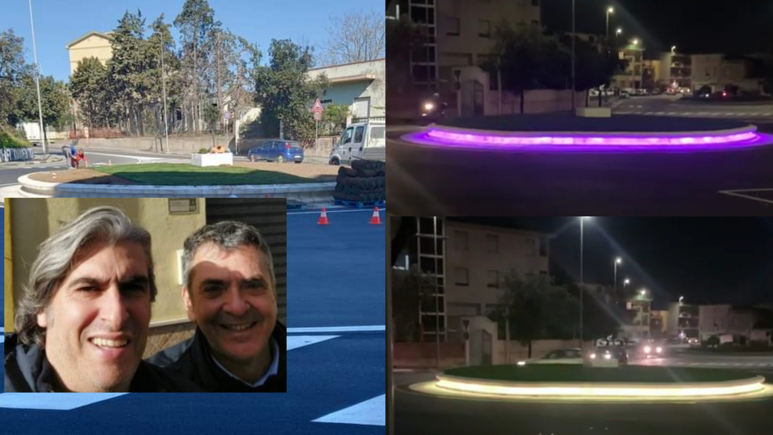 Monserrato, pronta la rotonda super fashion che si illumina di notte in via San Fulgenzio