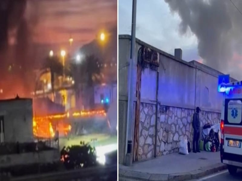 Alba di fuoco a Cagliari, un incendio distrugge gli alloggi degli immigrati di viale La PLaya
