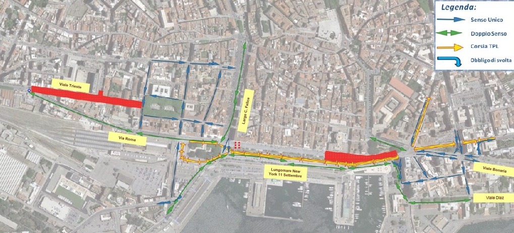 Cagliari, via ai cantieri di via Roma e viale Trieste: rivoluzione traffico in centro e un anno di disagi