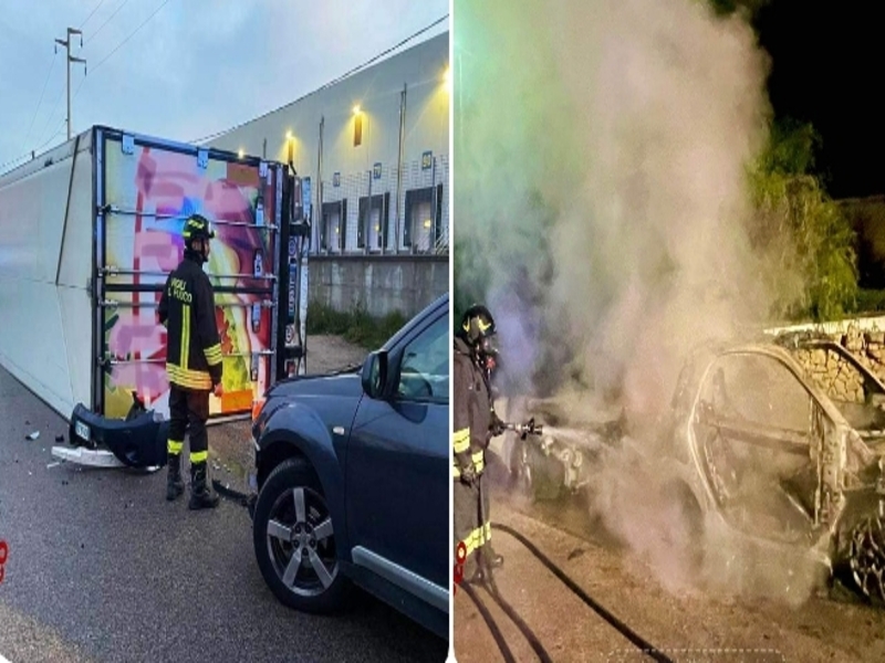 Rimorchio si ribalta e rischia di schiacciare un’auto a Olbia: uomo si salva all’ultimo