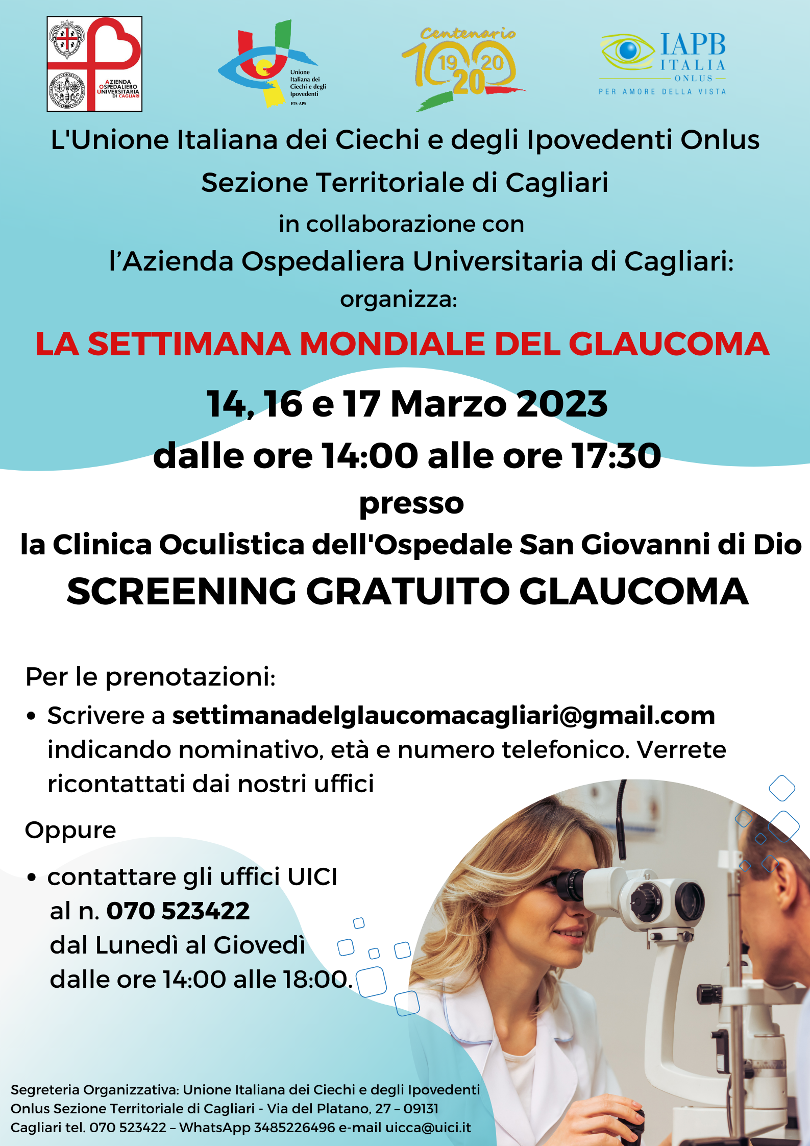 Settimana del glaucoma, a Cagliari screening gratuito al San Giovanni di Dio