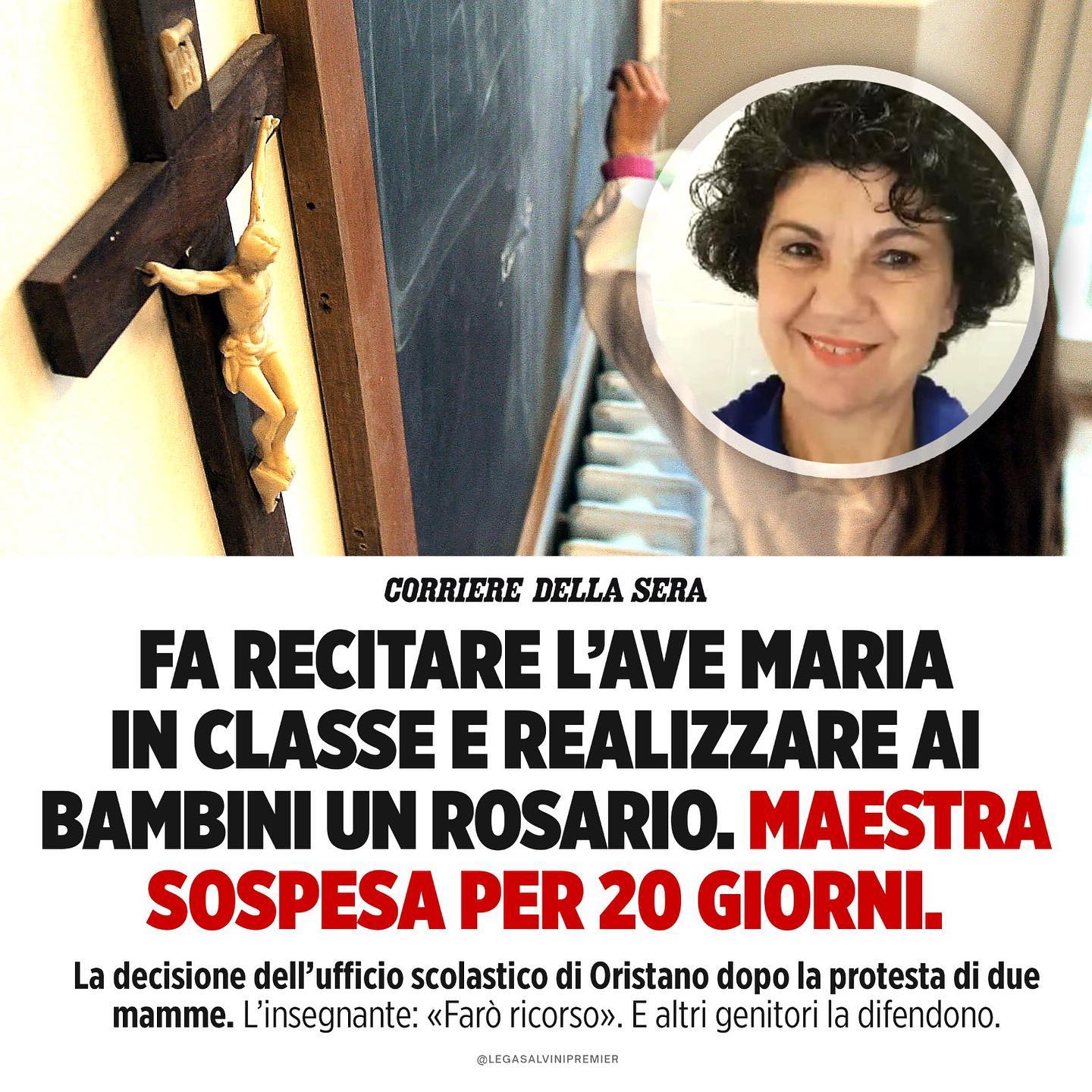 Maestra sospesa in Sardegna per le preghiere in classe, Salvini: “Siamo alla follia”