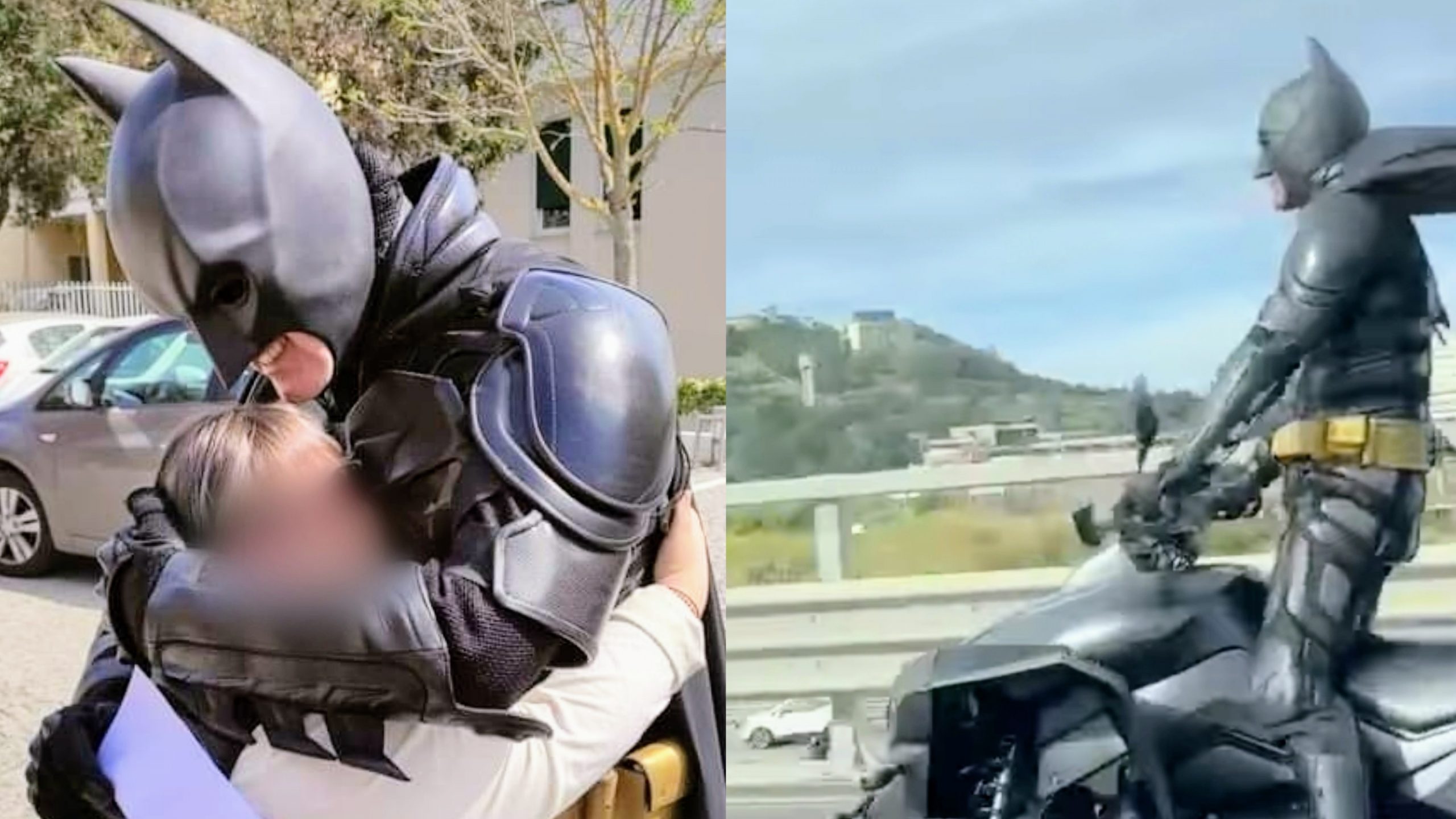 Avvistato Batman sull’asse mediano, destinazione Microcitemico di Cagliari per far sorridere i piccoli ricoverati