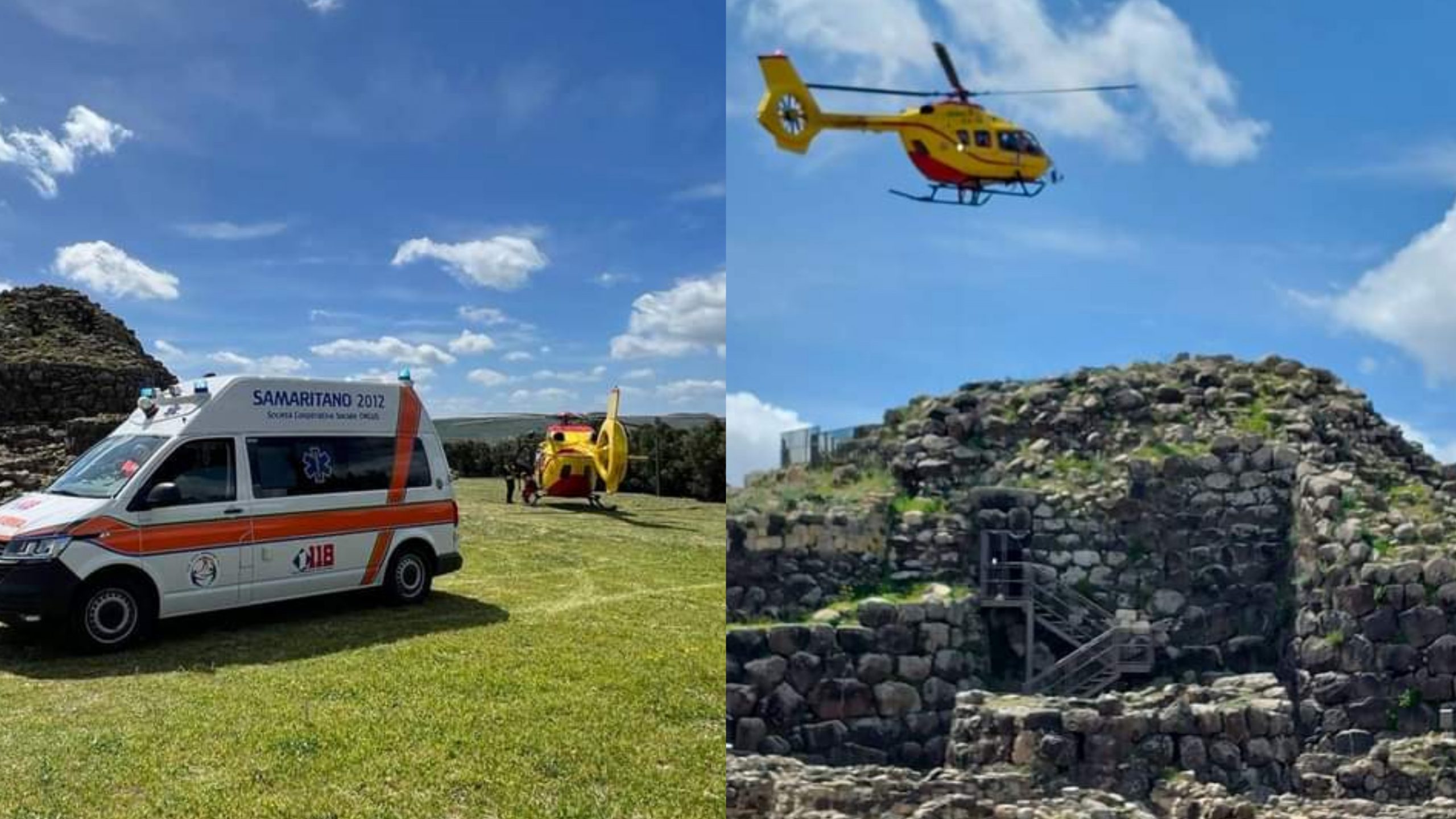 Barumini, cade dentro il nuraghe e si frattura una caviglia: turista americana salvata dall’elisoccorso