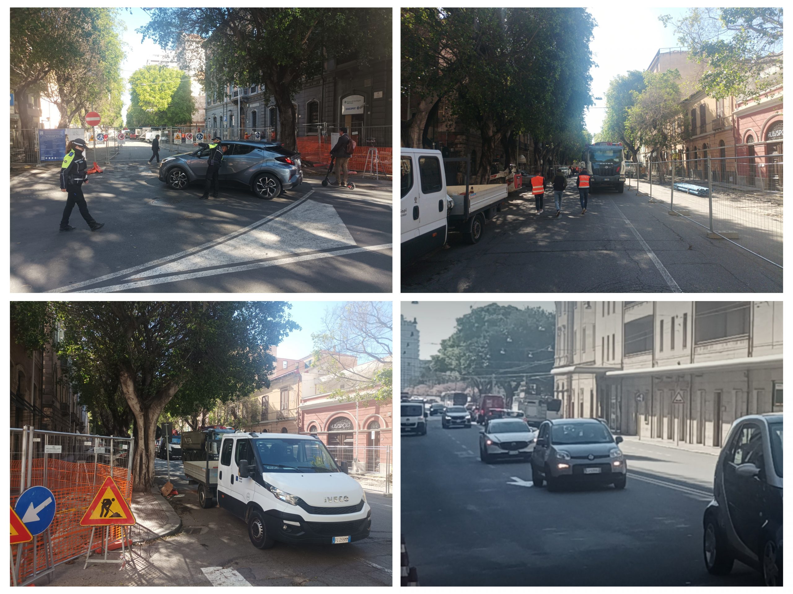 Cagliari città dei cantieri, viale Trieste blindata: ruspe e operai al posto dei parcheggi