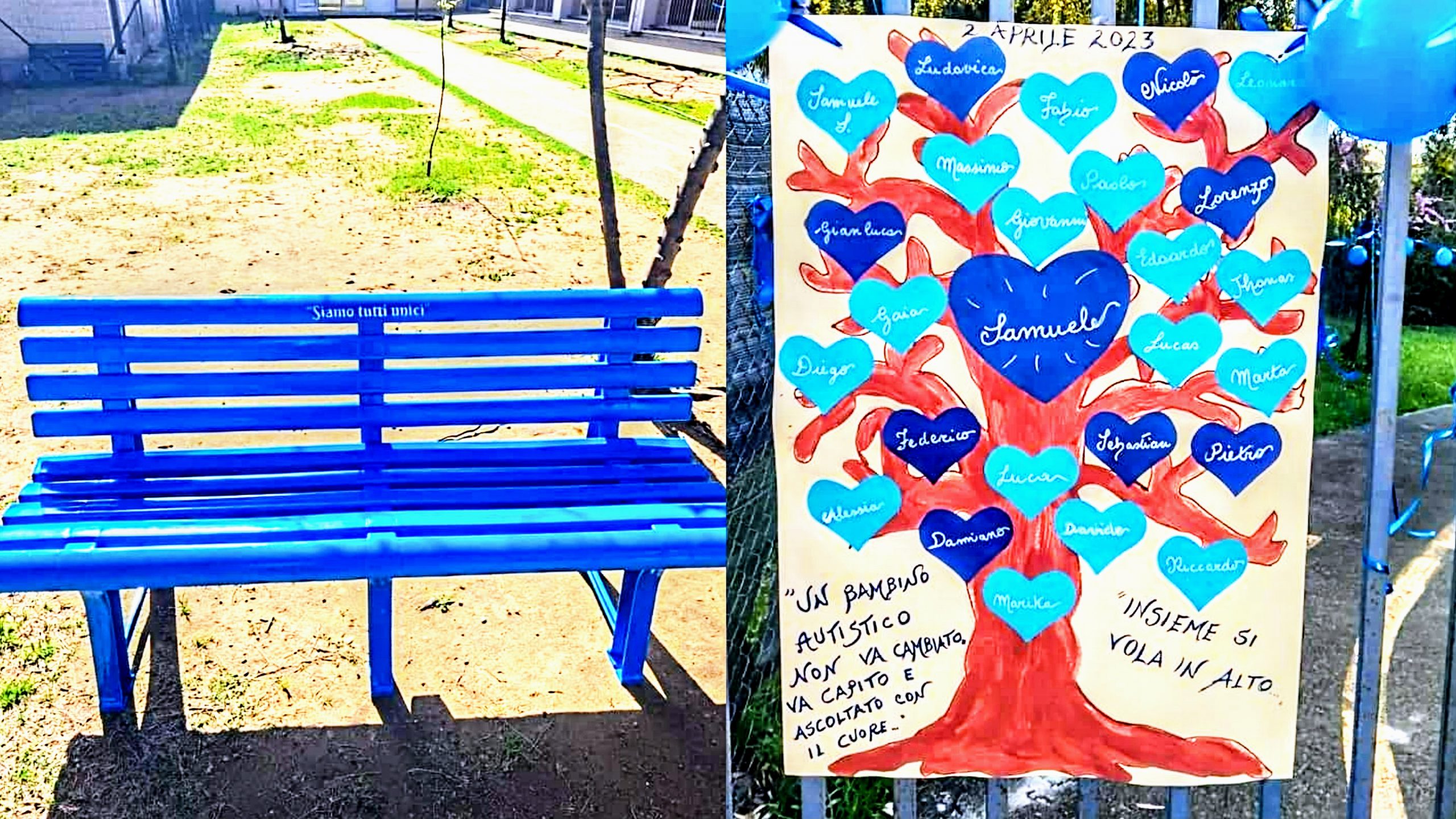 Pula, due panchine blu a scuola per sensibilizzare i piccoli sull’autismo