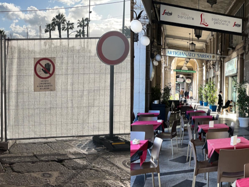 Cagliari, lo sfogo di Andrea del bar Lilliu: “In via Roma transenne e ora anche i teli”