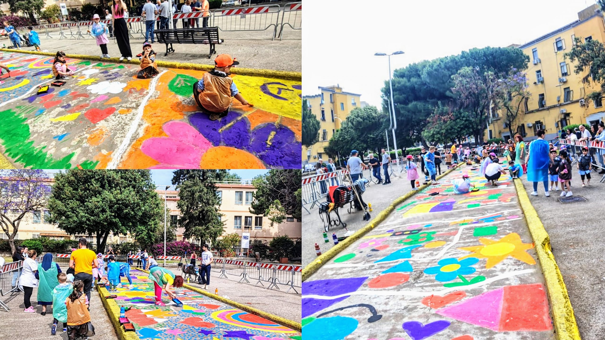 Cagliari, tanti disegni colorati in piazza Medaglia Miracolosa