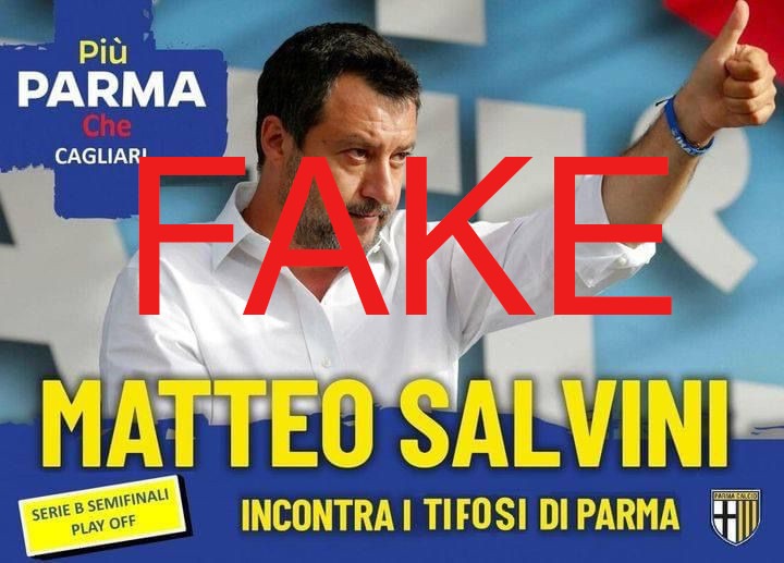 Salvini non ha incontrato i tifosi del Parma e non ha tifato contro il Cagliari, la foto era un falso