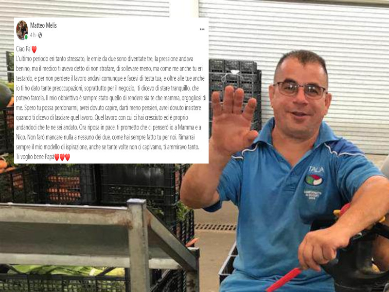 Lo strazio del figlio di Ignazio Melis: “Eri stressato, non dovevi strafare ma lavoravi lo stesso”