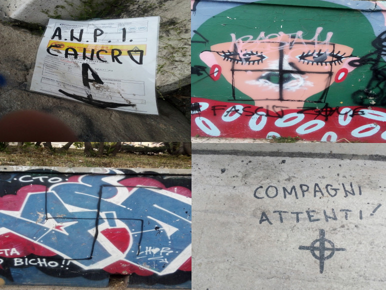 Allarme scritte nazifasciste a Cagliari: “Anche frasi omofobe e misogine vicino a Terrapieno”