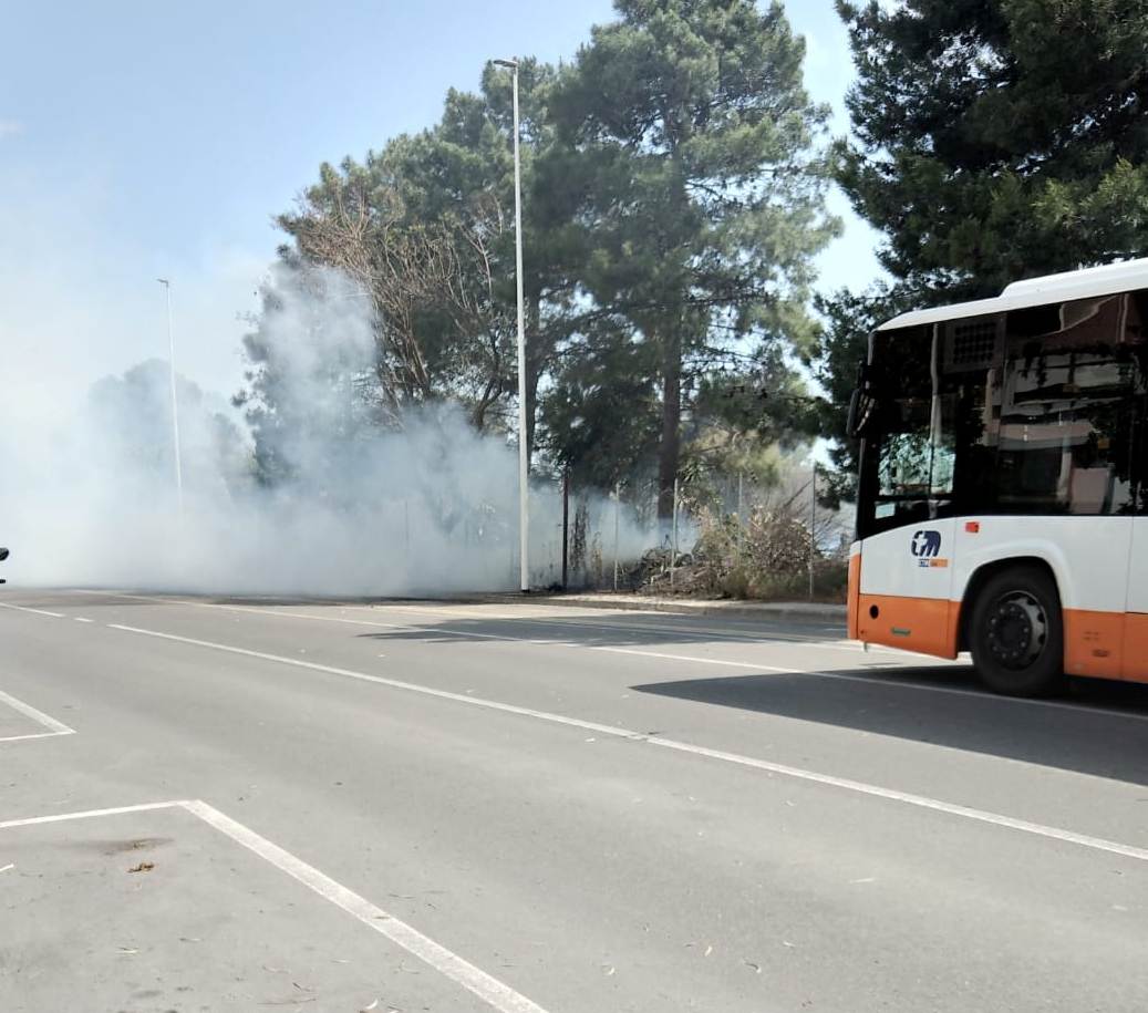 Paura a Quartu, incendio ai confini di Molentargius: il fumo sfiora il deposito del gas