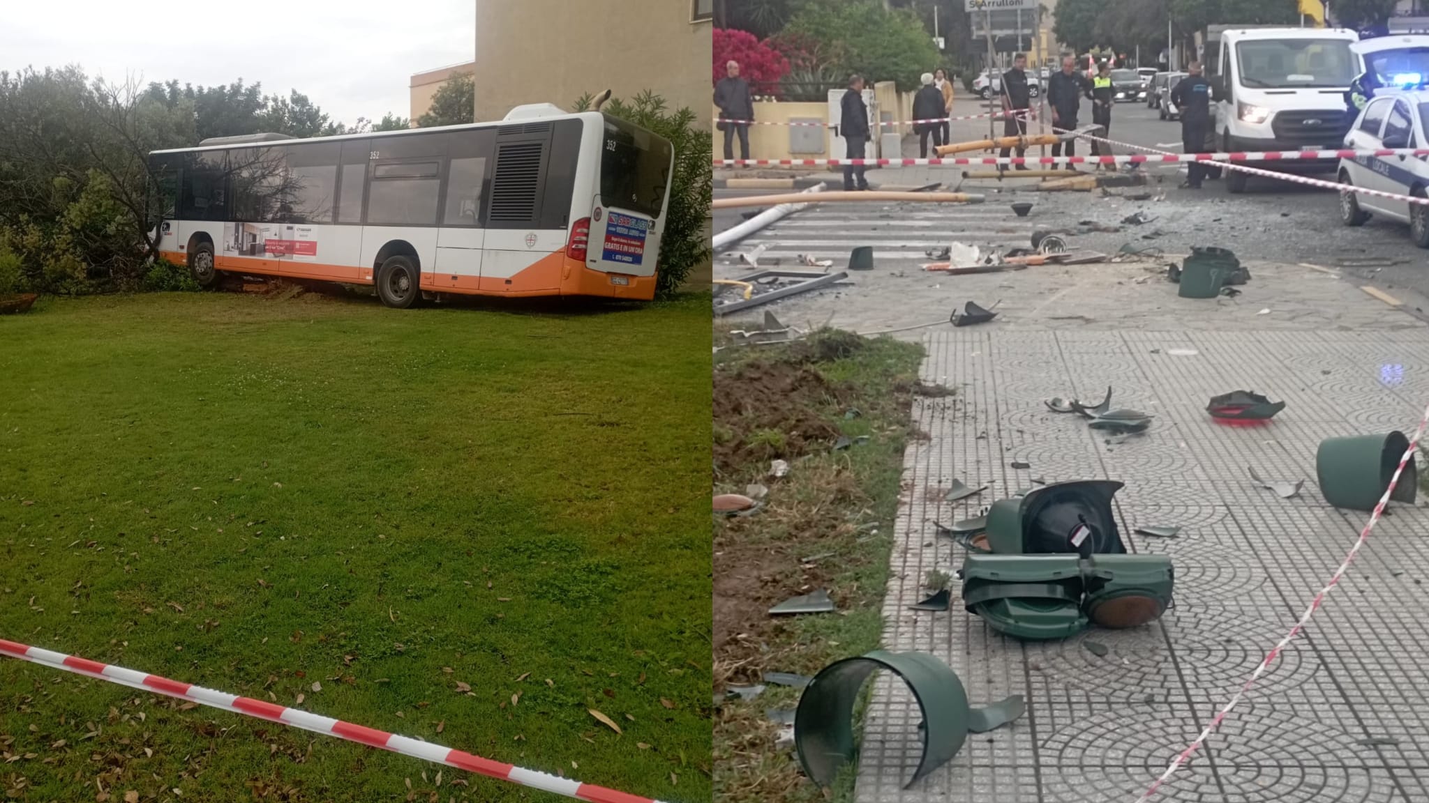 Terrore a Quartu, conducente colpito da un malore: bus del Ctm sbanda e finisce fuori strada
