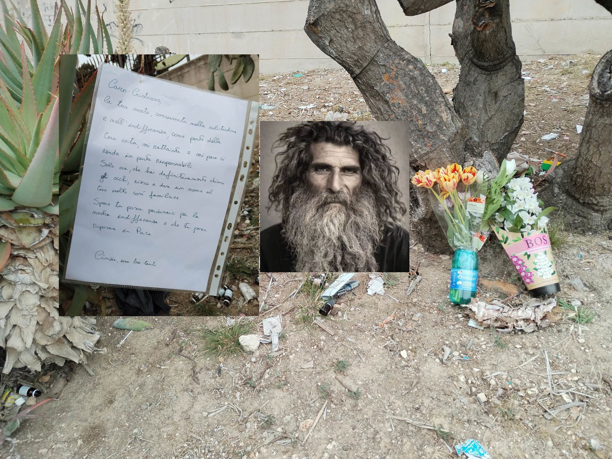 Cagliari, fiori e una lettera straziante in ricordo di Cristiano Picciau: “Perdona la nostra indifferenza”