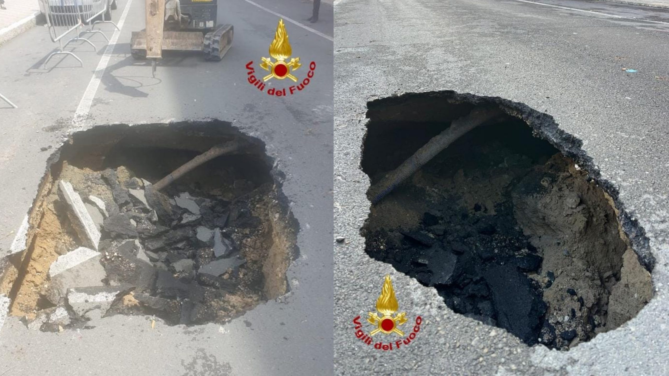 Cagliari, via Trentino squarciata da una voragine dopo le piogge: strada chiusa al traffico