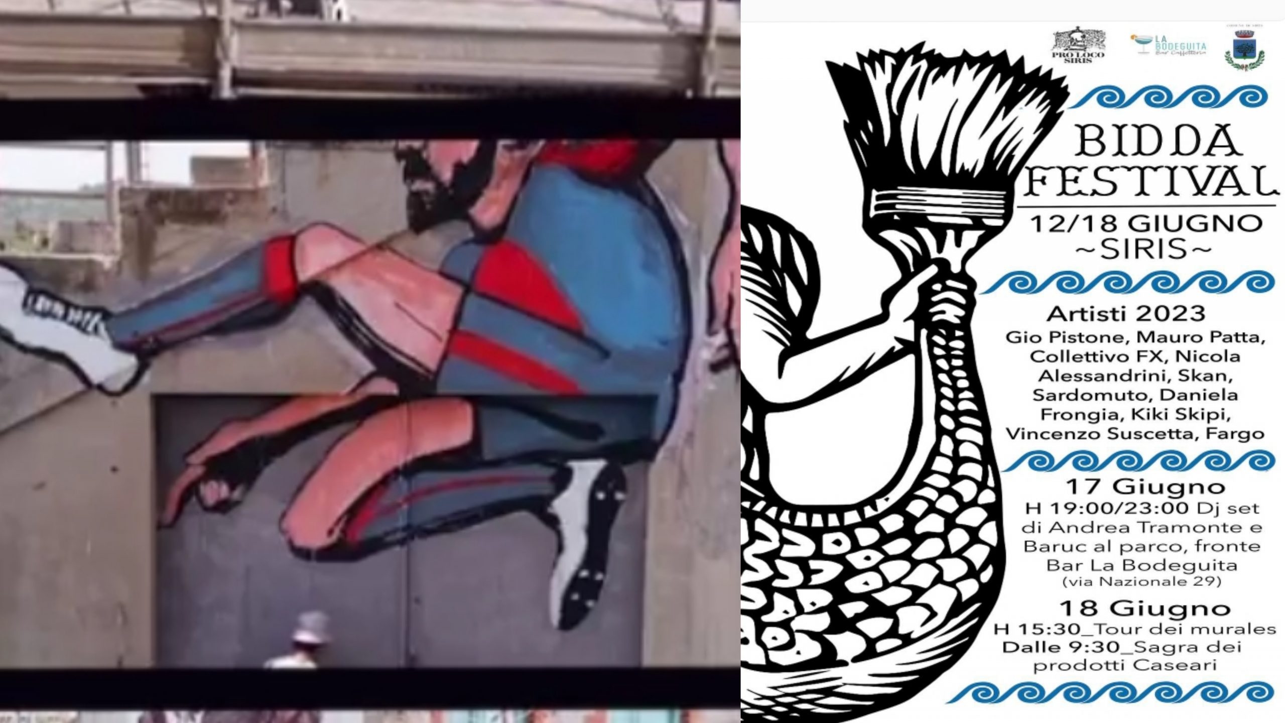 Siris, per “Bidda Festival” spunta anche un murale dedicato al goleador Pavoletti