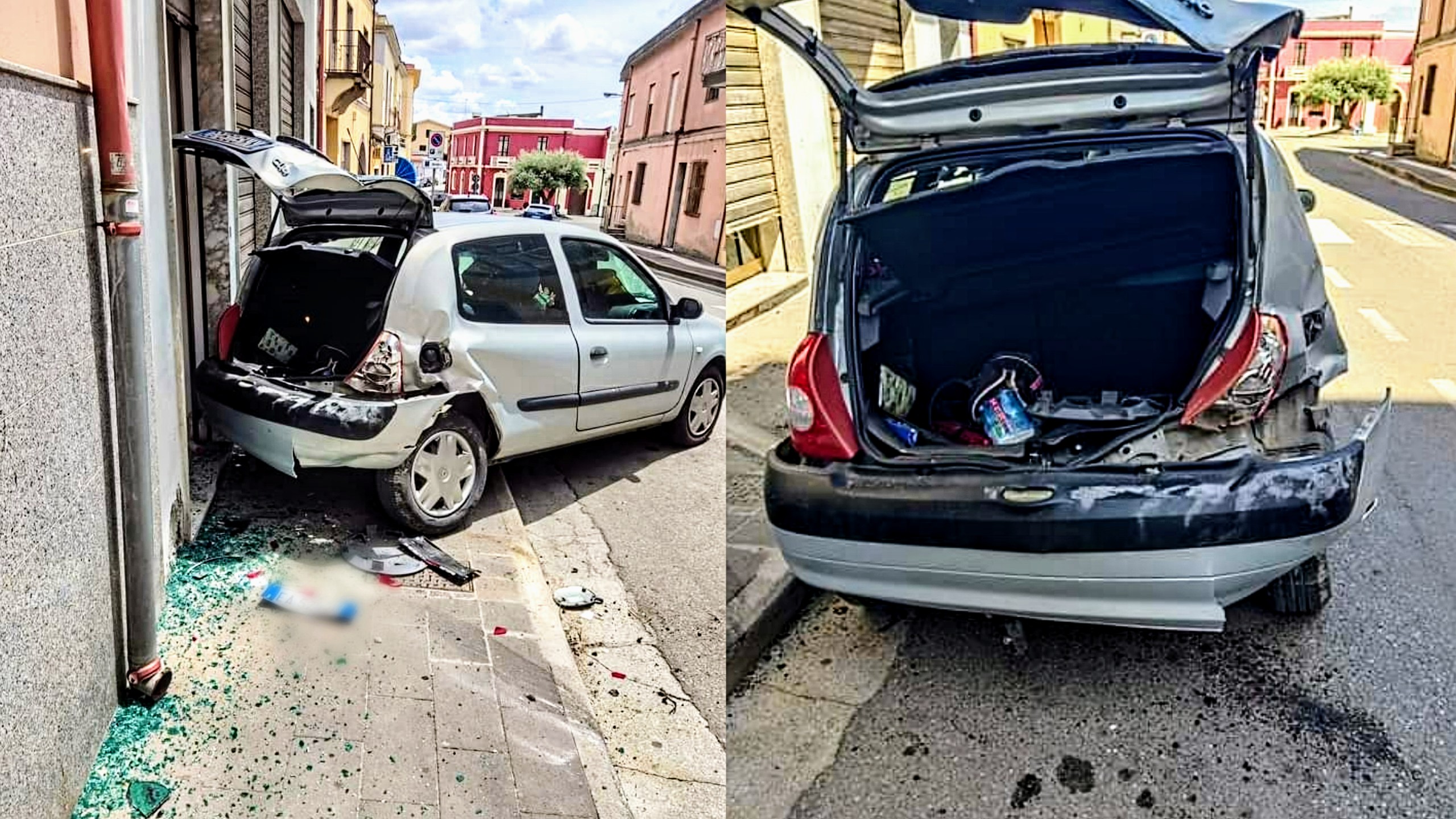Sanluri, auto in sosta presa in pieno da un pirata della strada