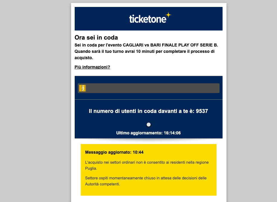 Cagliari-Bari, assalto ai biglietti per la finale playoff: sedicimila persone in fila nel sito rossoblù