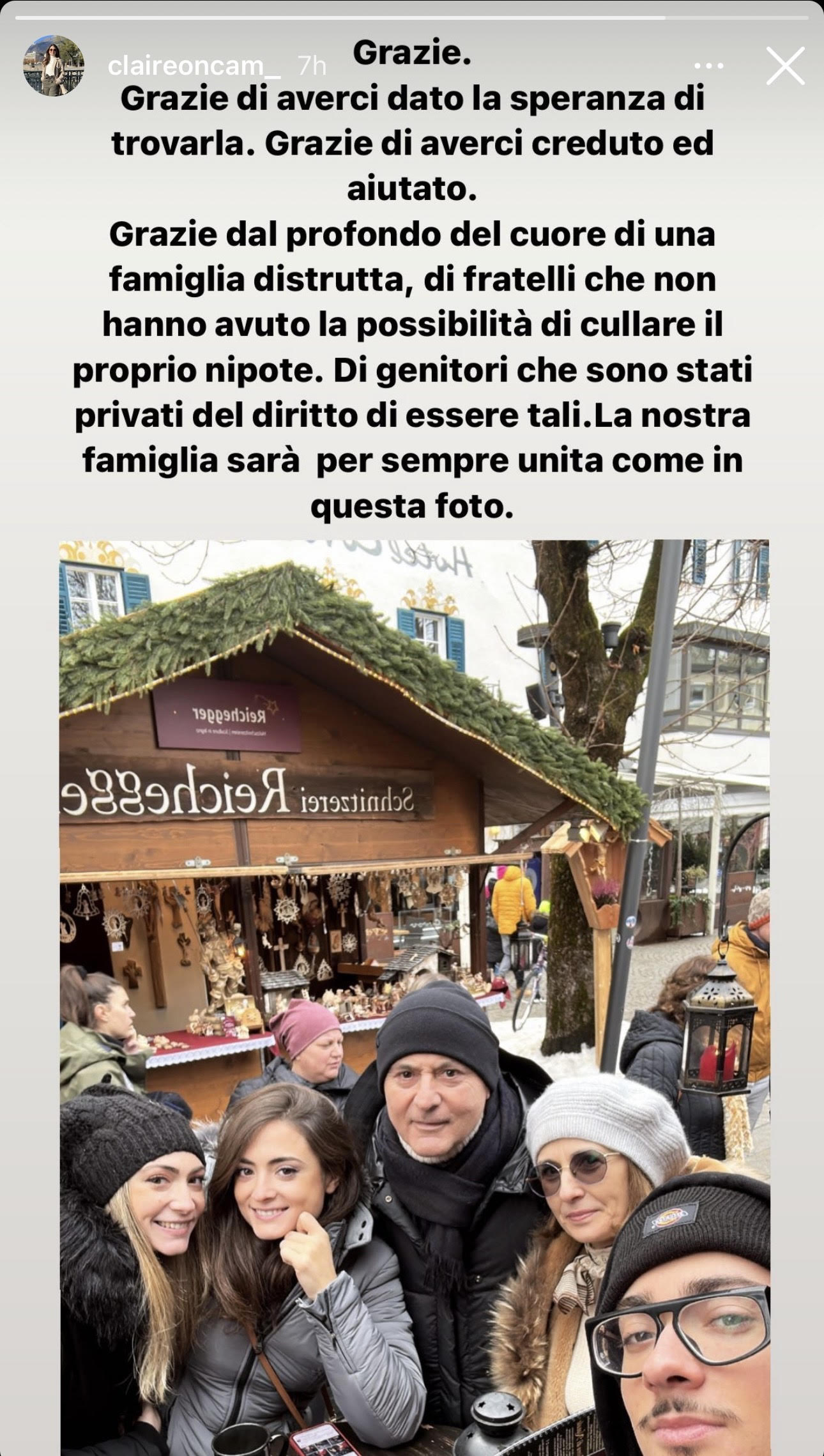 La sorella di Giulia: “Grazie di averci dato la speranza di trovarla, la nostra famiglia resterà unita per sempre”