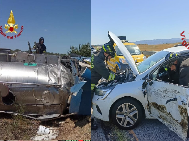Raffica di incidenti in Sardegna: camion ribaltato a Ussaramanna, schianto tra auto e 7 feriti a Chilivani