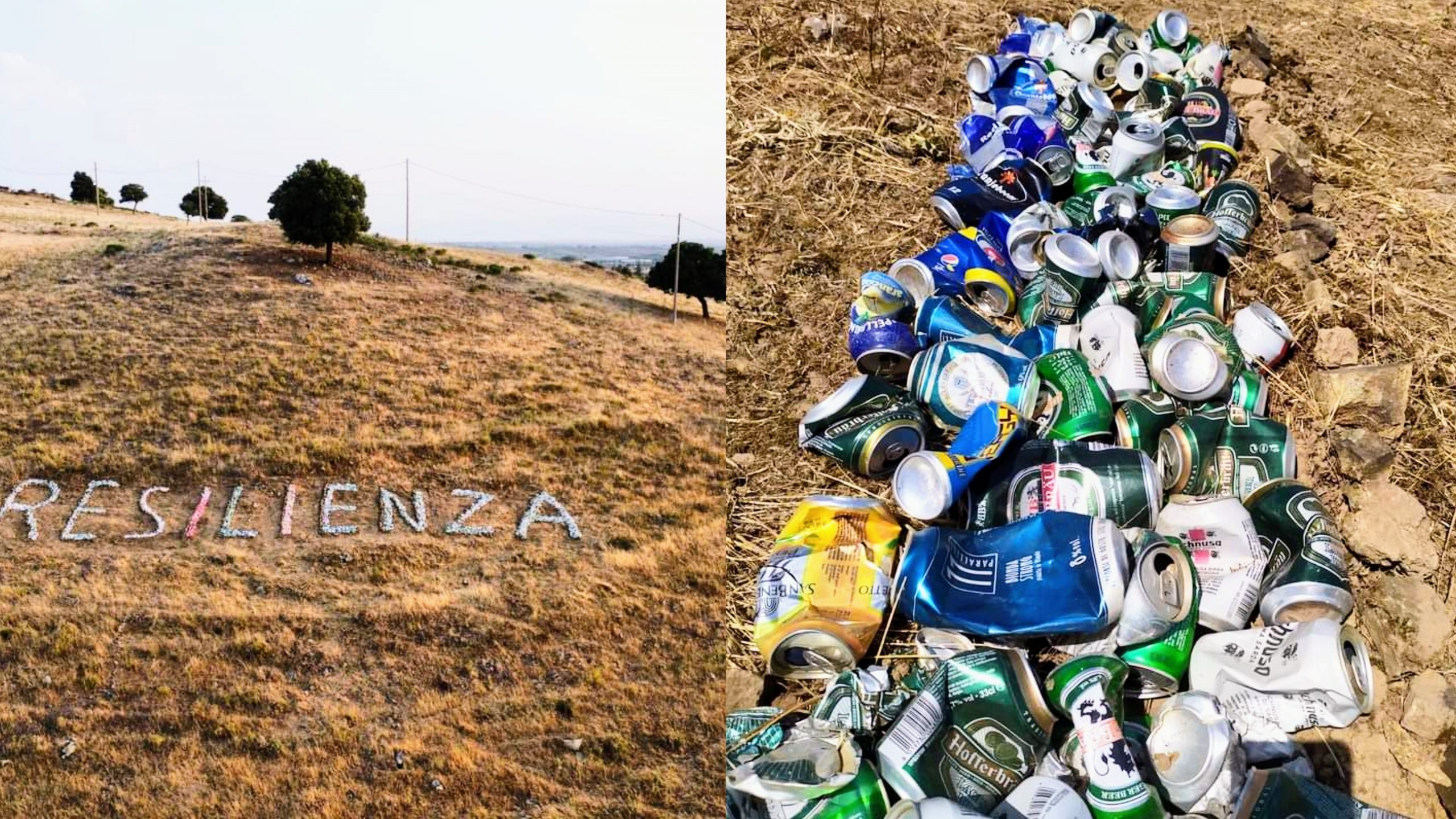 Dolianova, centinaia di lattine vuote per una scritta a Monti’e Sicci