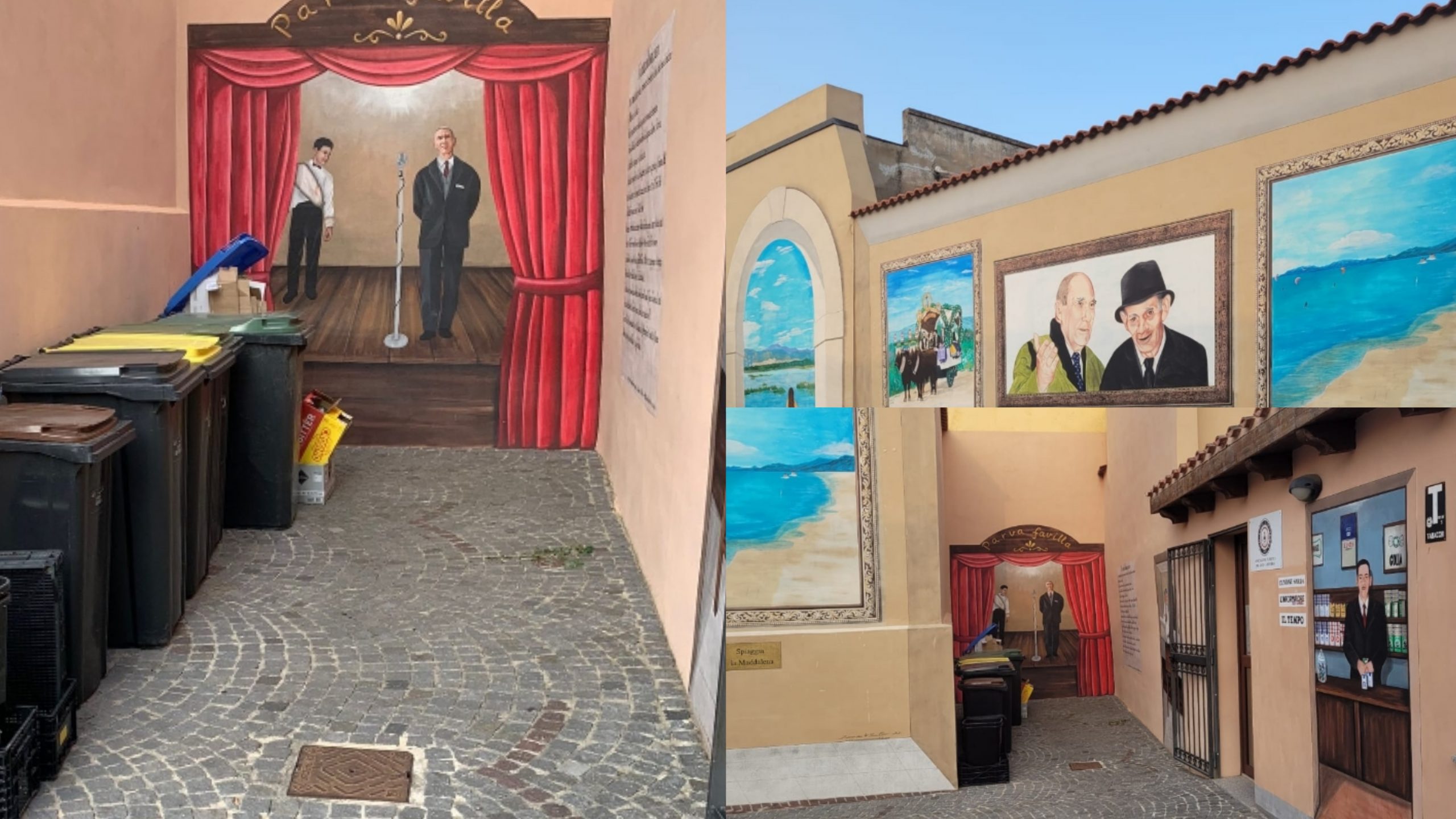 Bidoni della spazzatura accanto ai murales di piazza Santa Croce: proteste a Capoterra