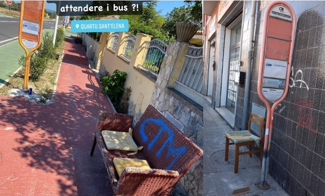 Da Quartu a Selargius, divanetti “fai da te” alle fermate del bus: “Mettete qualche panchina”