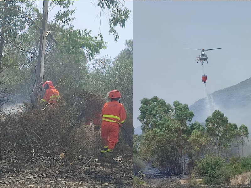 Vasto incendio tra Siliqua e Villaspeciosa, 3 squadre ed elicotteri tra fiamme e caldo