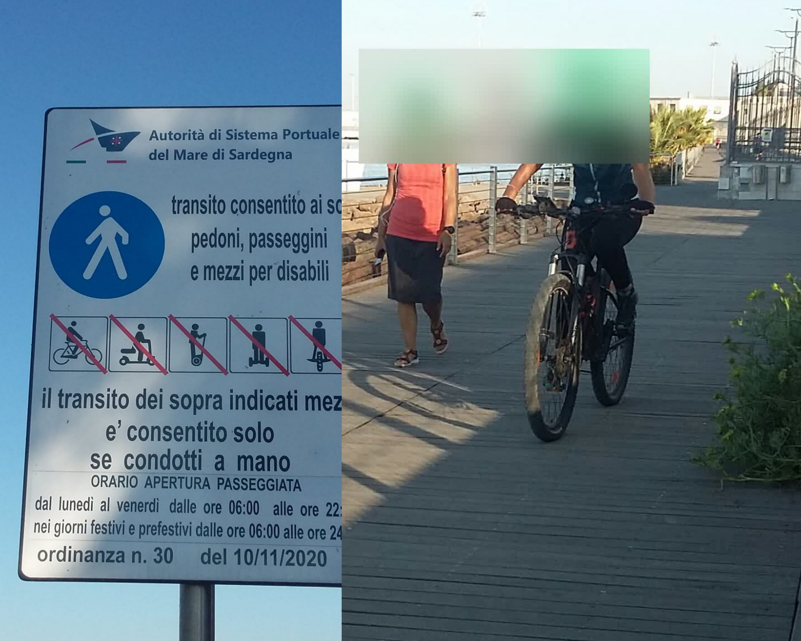 Cagliari, ciclisti senza limiti a Su Siccu: “Passano sulla passeggiata pedonale senza rispettare i divieti”