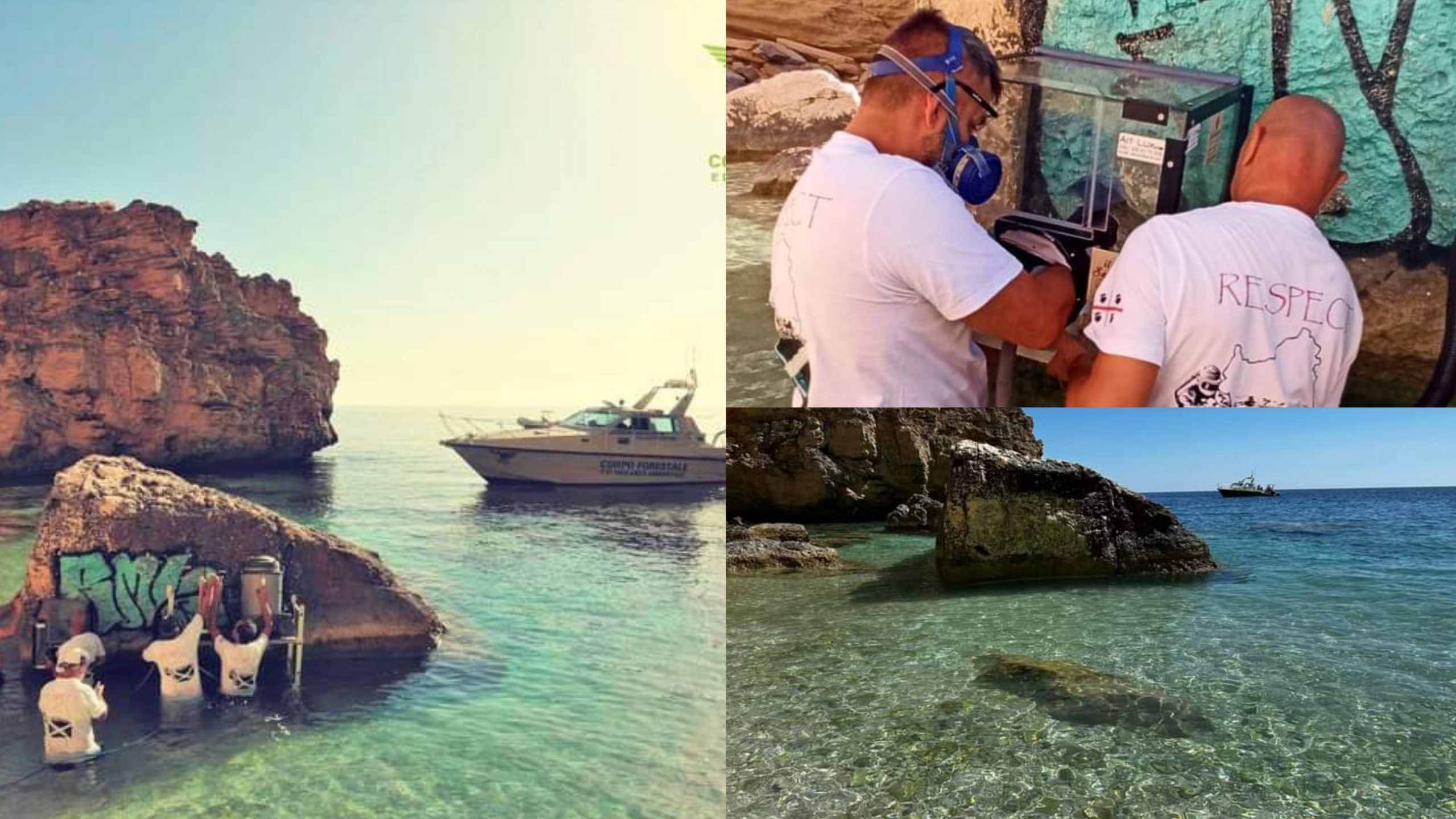 Baunei, via la vernice spray dallo scoglio di Isuili