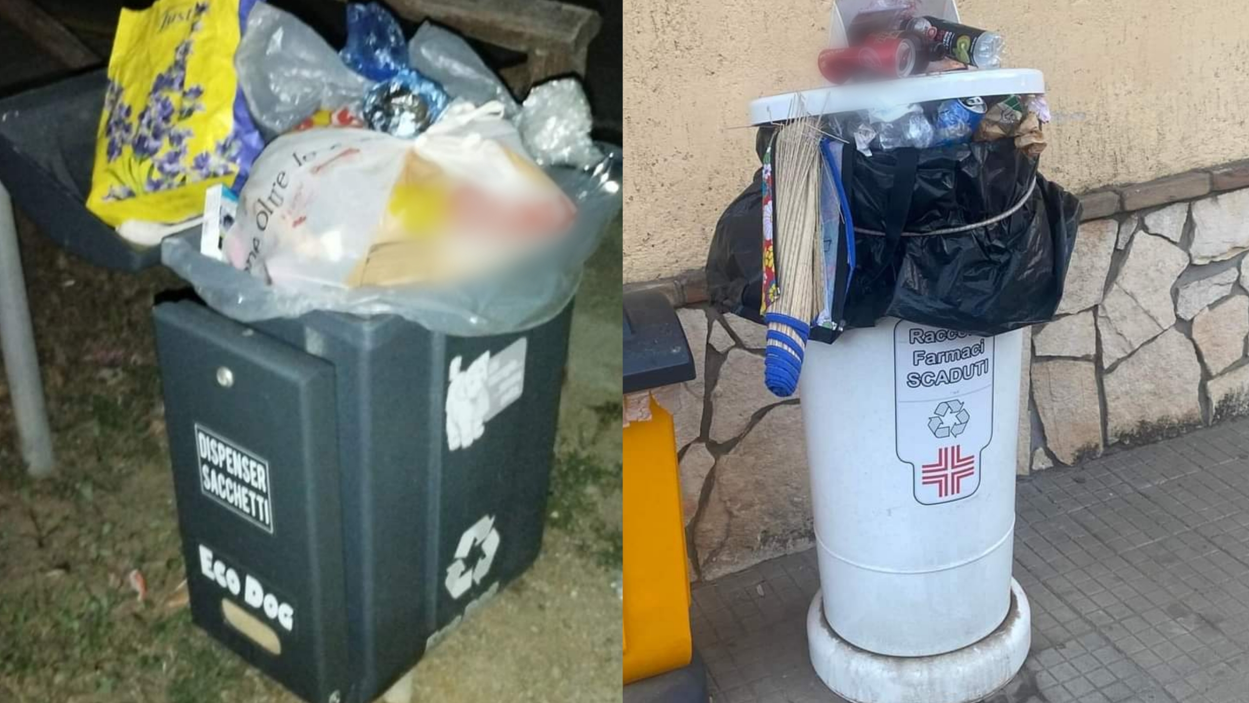 A Villasimius i cafoni dei rifiuti: spazzatura nei contenitori per la raccolta dei farmaci