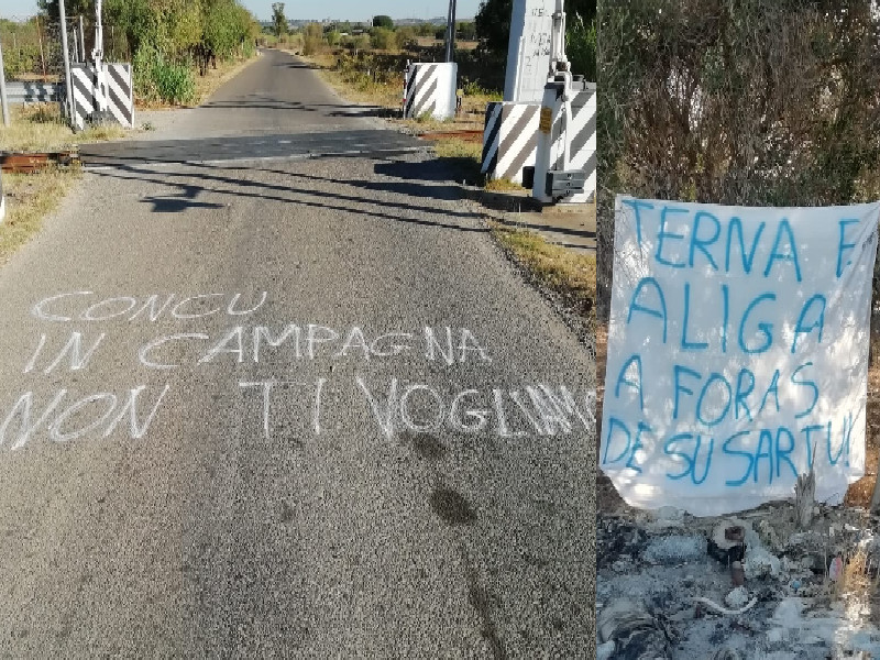 Tensione a Selargius, scritte contro il sindaco e la stazione energetica del Tyrrhenian Link