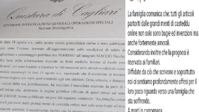 Minacce di morte alla redazione di Casteddu online, condanna dall’Assostampa