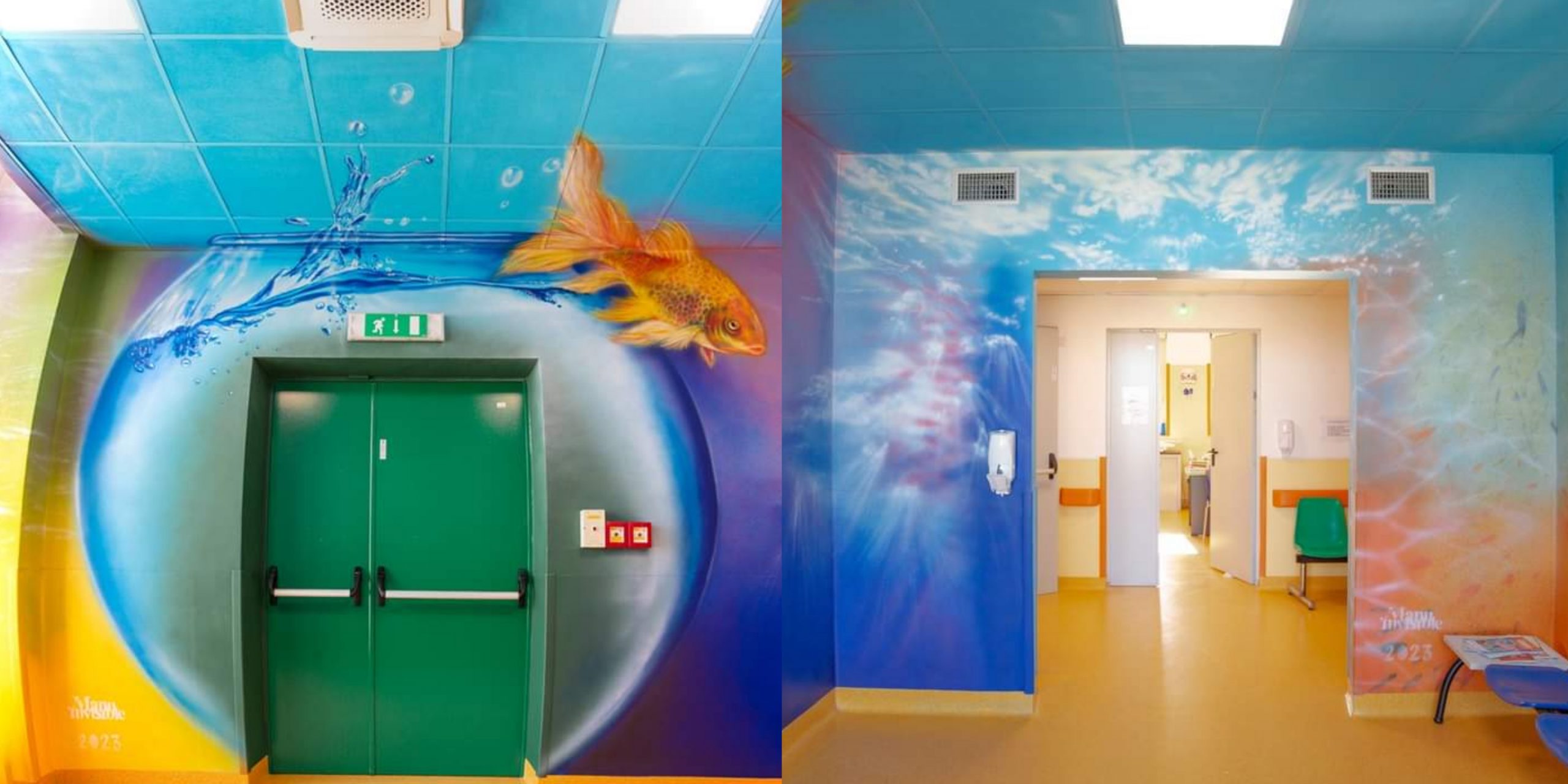 “Acquario Cromatico”, ecco l’opera realizzata nel reparto di Pediatria del San Martino di Oristano