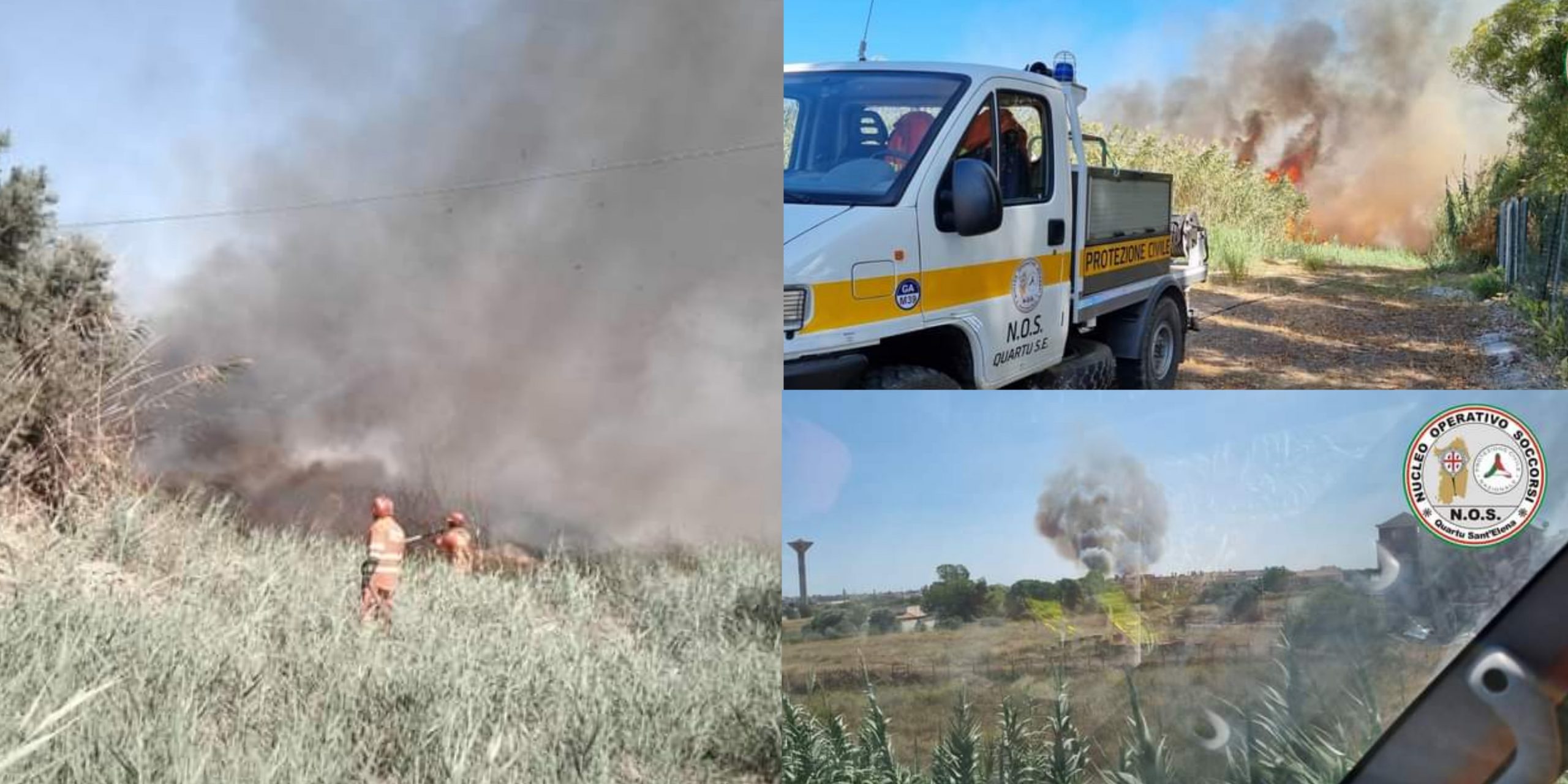 Fiamme a Monserrato e Selargius, l’incendio minaccia le abitazioni: salvati tre cani e numerosi animali da cortile