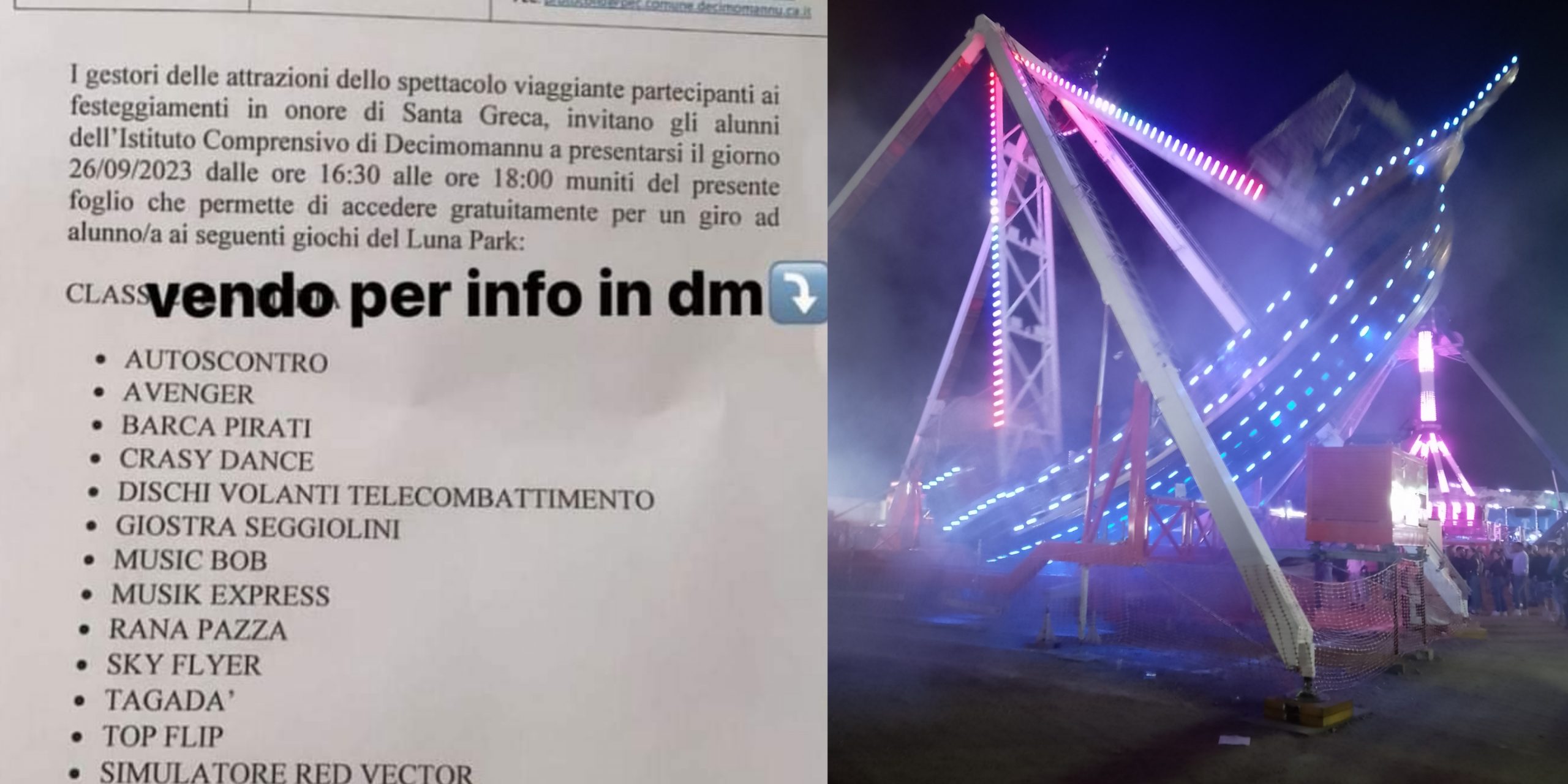 Decimomannu, i biglietti omaggio per la giostra dei bambini messi in vendita: “Questa è una truffa”