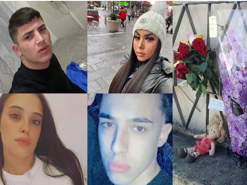 Fiori e peluche in viale Marconi per Alessandro, Najibe, Giorgia e Simone: “Ai nostri angeli più belli”