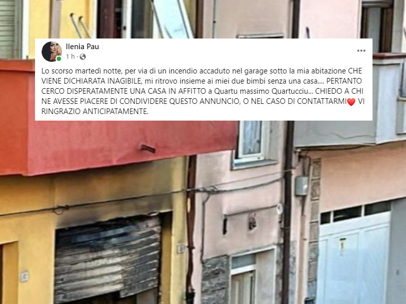 Quartu, si salva dall’incendio ma la casa è inagibile: “Chi può affittarmene una?”