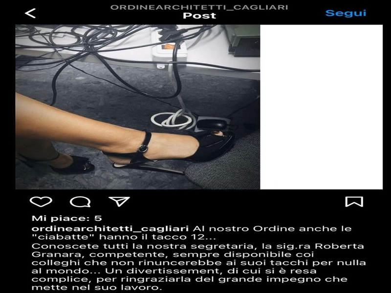 Cagliari, post sessista sulla pagina dell’ordine degli architetti: “La nostra segretaria non rinuncerebbe ai suoi tacchi”
