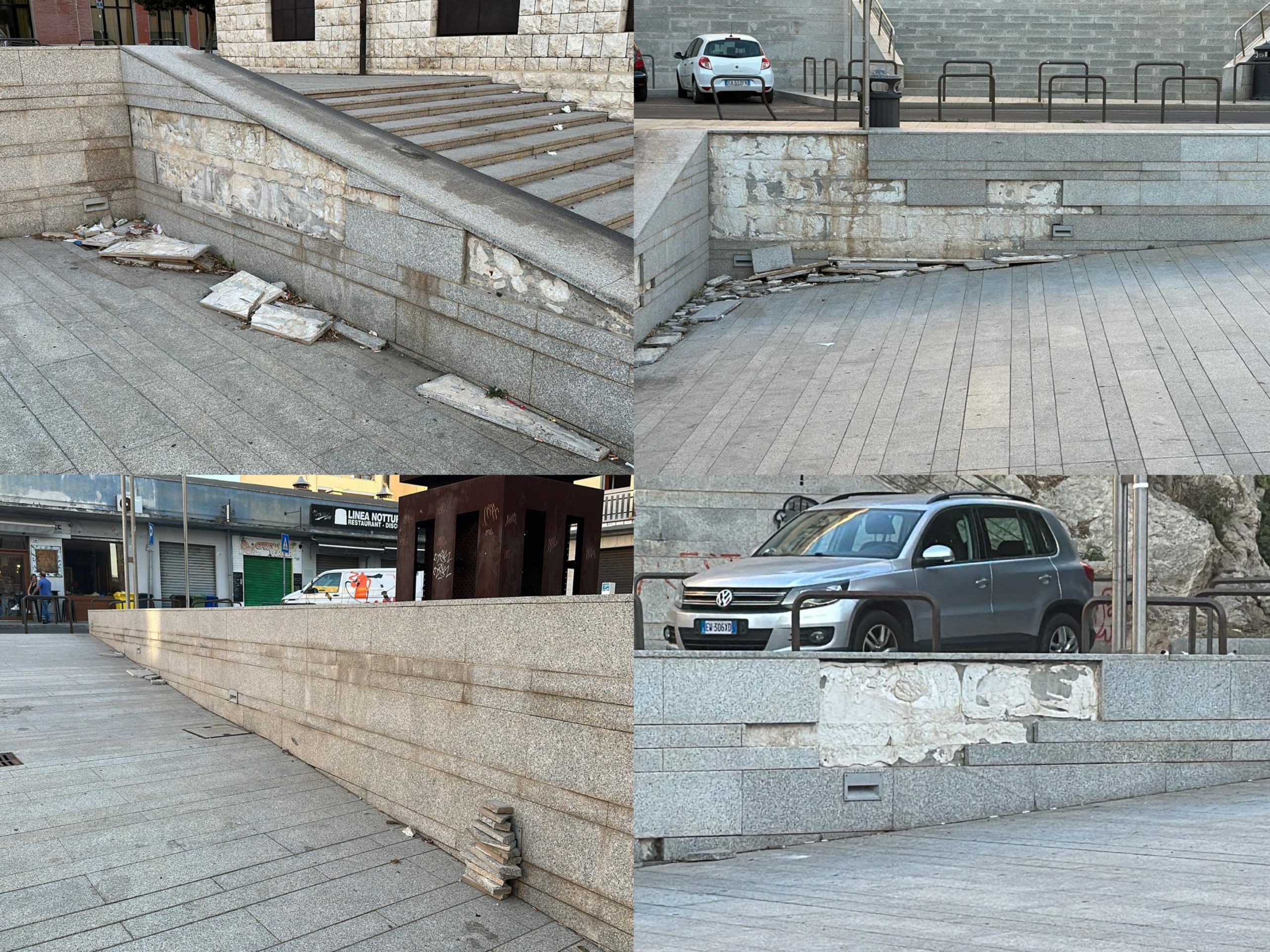 Cagliari, la Mediateca avvolta dal degrado: “Lastre spaccate e piazzale in mano a ragazzi ubriachi e balordi”