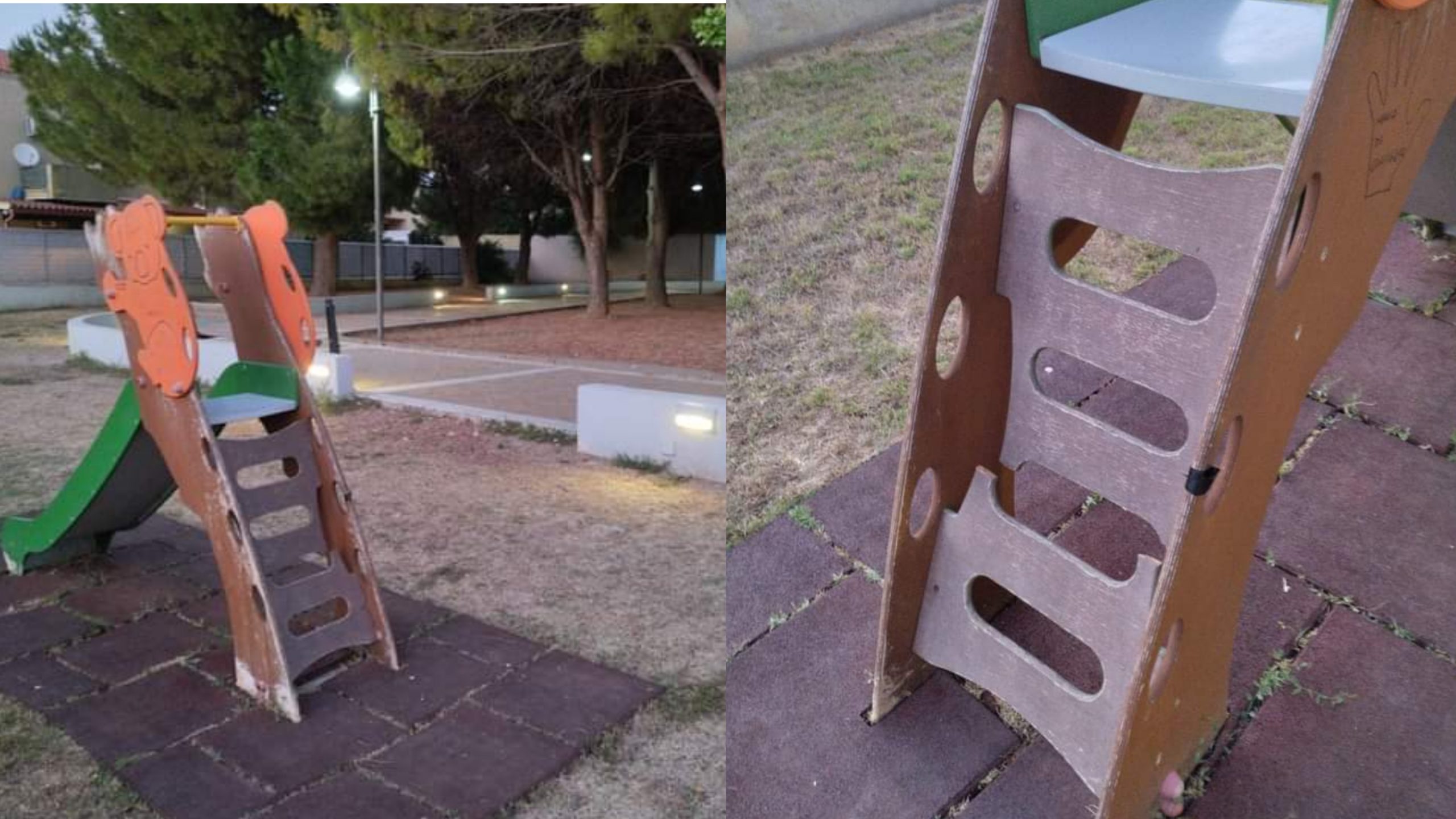 Parco vandalizzato a Selargius, non è stato risparmiato nemmeno lo scivolo per i bambini