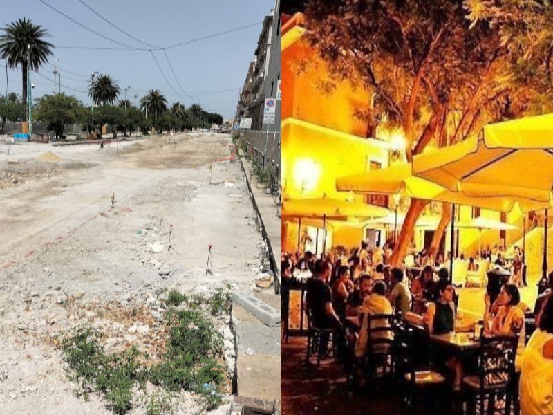 Cantiere in via Roma a Cagliari, tavolini in strada fino a Capodanno per aiutare locali e ristoranti