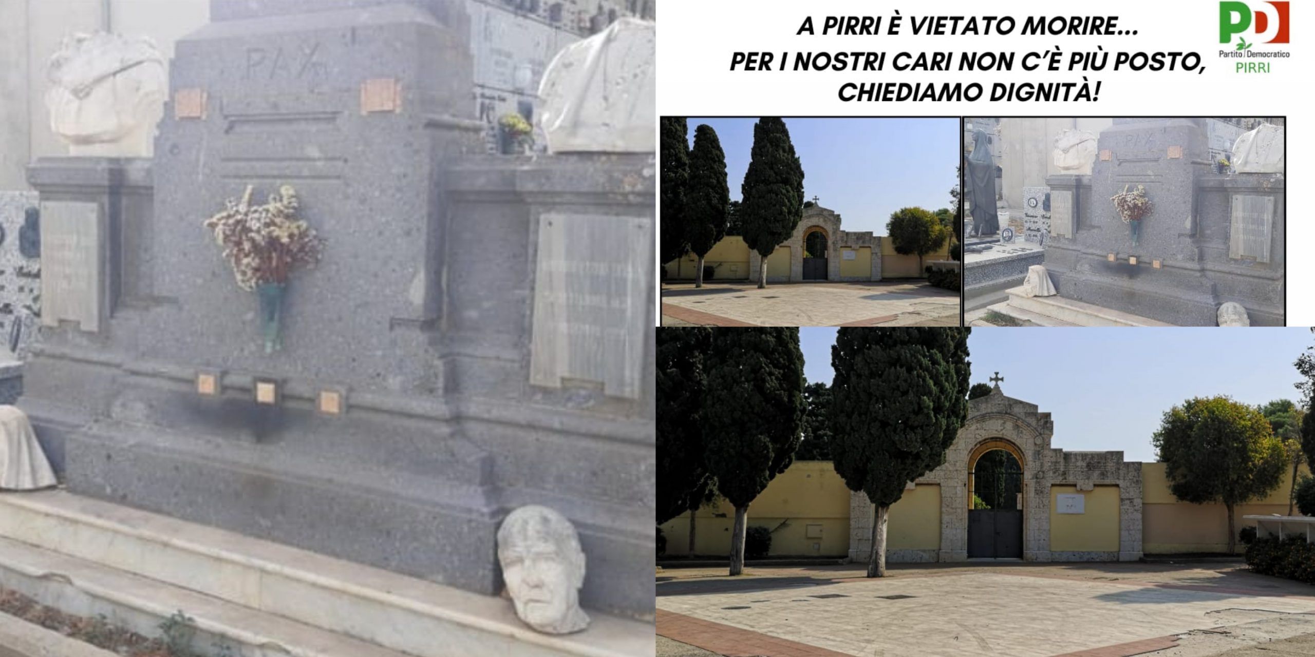 Il cimitero di Pirri sempre più nel degrado: “Vietato morire, chiediamo dignità”