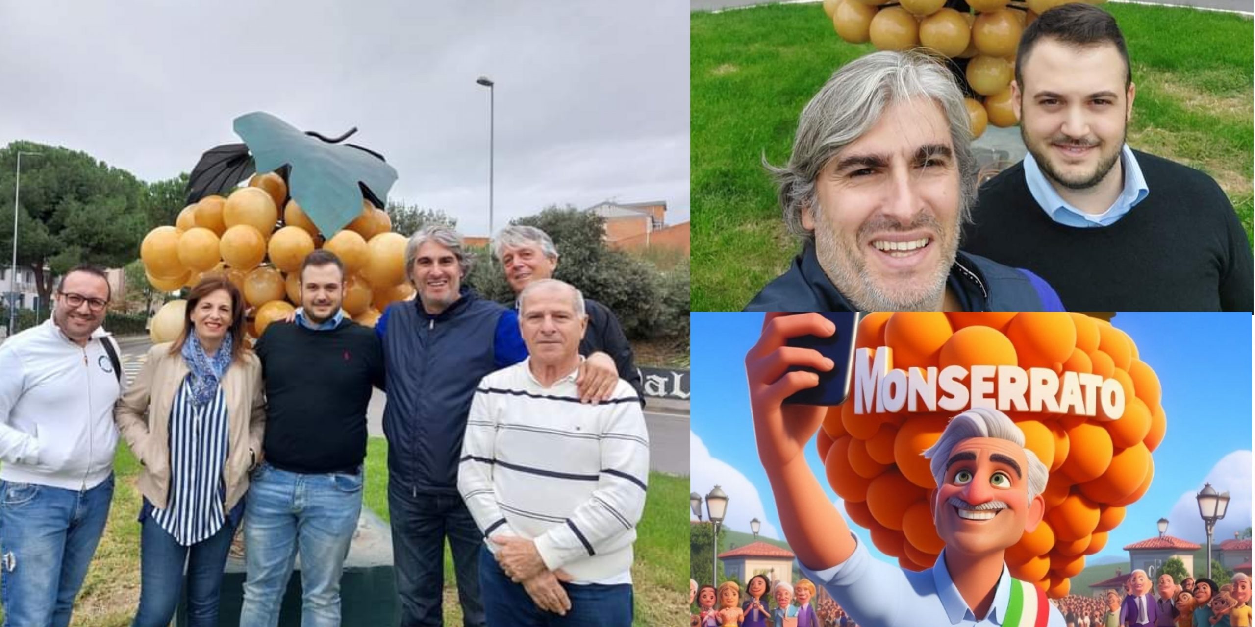 Monserrato, dal disegno alla realtà: Luca Meloni e il selfie con il sindaco Locci davanti al grappolo d’uva